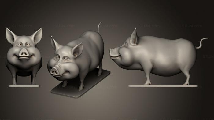Статуэтки животных (Милая свинья, STKJ_0518) 3D модель для ЧПУ станка